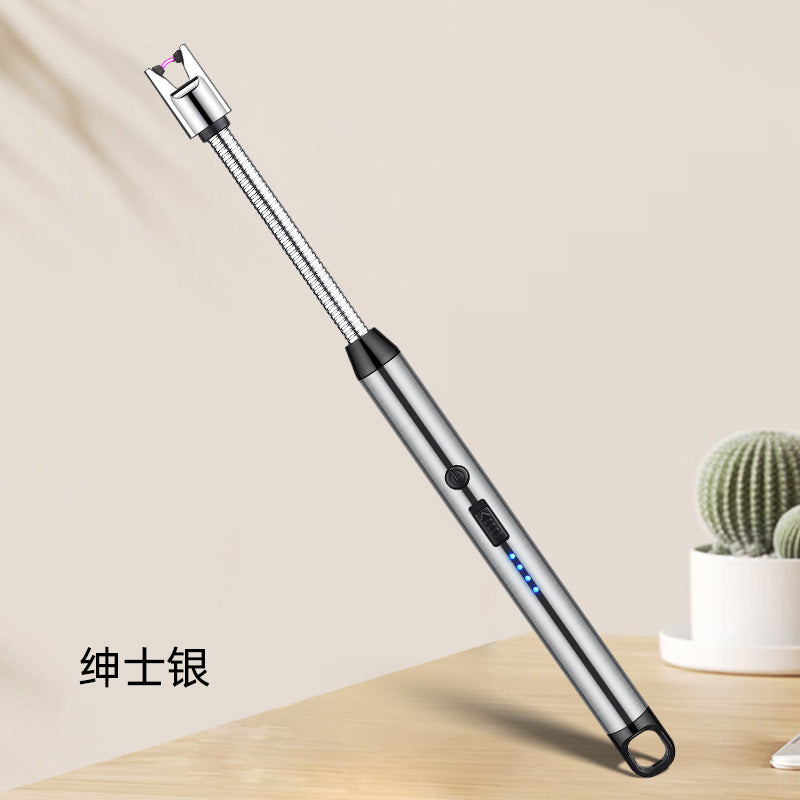 Hose Arc Lighter Ignition Kitchen Igniter Candle Lighter, Electric Rechargeable Arc Lighter with LED Battery Display Long Flexible Neck USB Lighters for Light Candles Gas Stoves Camping Barbecue