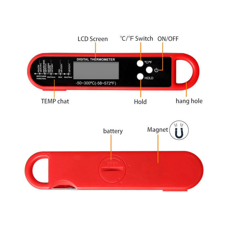 Meat Thermometer Digital - Instant Read Food Thermometer for Cooking Grilling Air Fryer Griddle Probe Kitchen Gadgets Essentials BBQ Accessories Grill Gifts for Men Him Dad Fathers Day