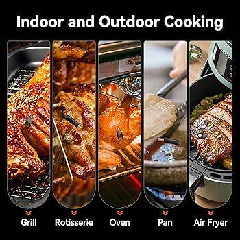 Wirless meat thermometer – Dual Walnut Digital Cooking Thermometer with Wireless Probe – 500Ft Remote Range Food Thermometer – with iOS & Android Read App -Preprogrammed Temperatures for BBQ, Oven, Grill