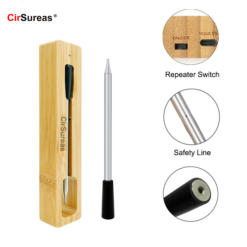 CirSureas Wireless Meat Thermometer 5.2 bluetooth food thermometer for Beef Turkey Lamb,500Ft Remote Range for BBQ, Oven, Grill, Kitchen, Smoker,Stover, Rotisserie