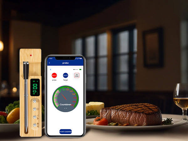 Cirsureas Ceramic Probe Thermometer – Wireless, 500°C for BBQ & Kitchen