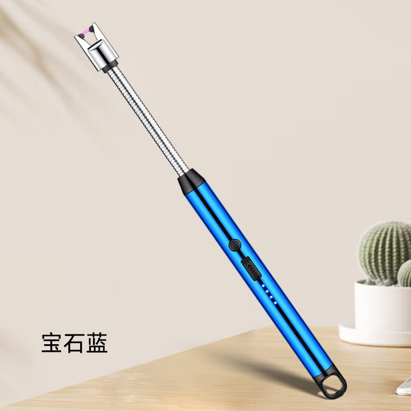 Hose Arc Lighter Ignition Kitchen Igniter Candle Lighter, Electric Rechargeable Arc Lighter with LED Battery Display Long Flexible Neck USB Lighters for Light Candles Gas Stoves Camping Barbecue