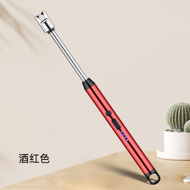 Hose Arc Lighter Ignition Kitchen Igniter Candle Lighter, Electric Rechargeable Arc Lighter with LED Battery Display Long Flexible Neck USB Lighters for Light Candles Gas Stoves Camping Barbecue