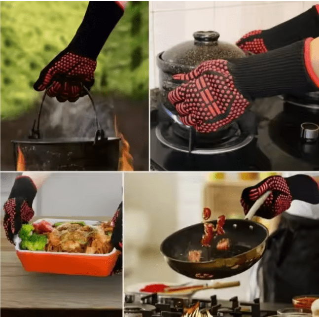 BBQ Gloves – 1472°F Silicone, Non-Slip for Grilling, Cooking & Baking