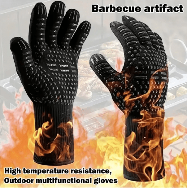 BBQ Gloves – 1472°F Silicone, Non-Slip for Grilling, Cooking & Baking
