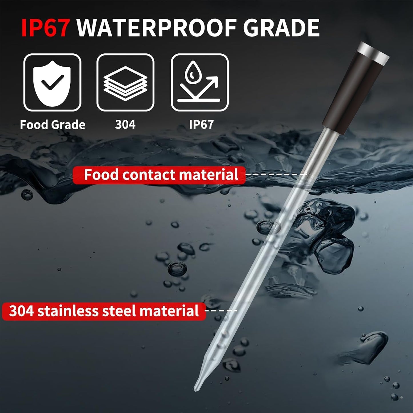 Cirsureas Bluetooth Meat Thermometer – 500ft Range, Single Probe for Steaks & Burgers