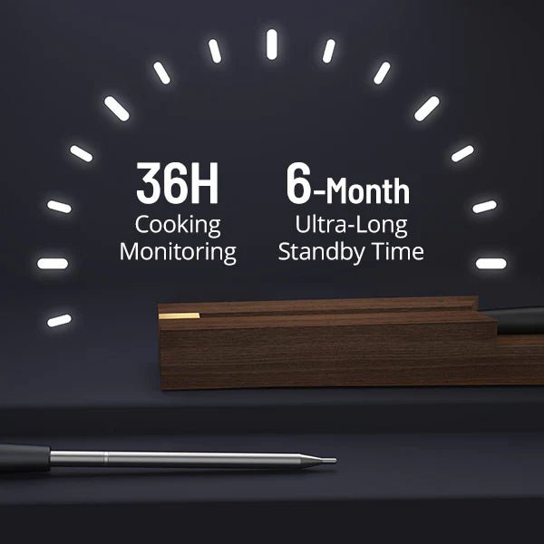 Cirsureas Bluetooth Meat Thermometer – 500ft Range, Single Probe for Steaks & Burgers