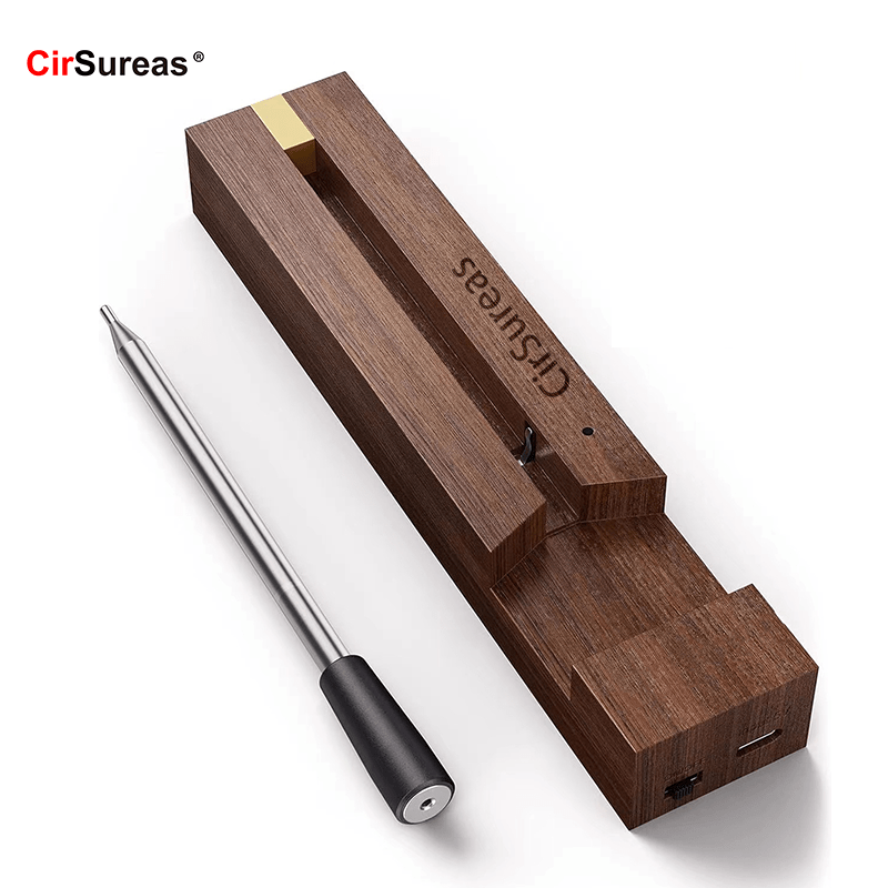 Cirsureas Bluetooth Meat Thermometer – 500ft Range, Single Probe for Steaks & Burgers