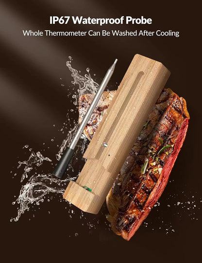 Grill Thermometer CirSureas BluetoothThermometer Digital Wireless for Rotisserie Grill Oven,Unlimited Range Dishwasher Waterproof Bluetooth Meat Thermometer for iOS & Android