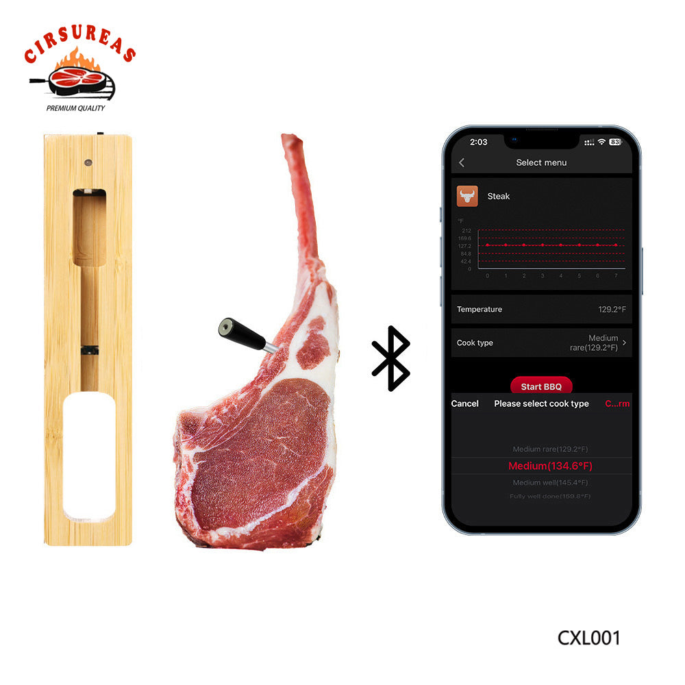 CXL001 Wireless Smart Meat Thermometer with Bluetooth | 330ft Long Range | Accurate Measures Internal Temp | for Barbecue, Oven, Grill, Kitchen, Smoker,Stover, Rotisserie