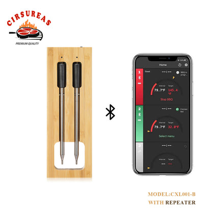 CXL001-B Wireless Meat Thermometer with 2 meat Probes,Bluetooth Meat Thermometer Wireless for Beef Turkey Lamb,500Ft Remote Range for BBQ, Oven, Grill, Kitchen, Smoker,Stover, Rotisserie