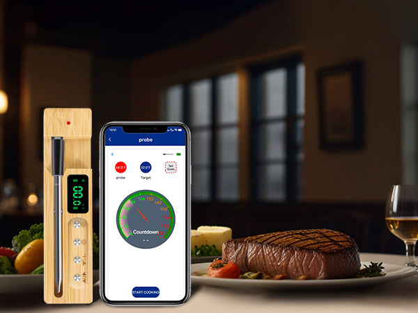 JX368 Smart wireless meat thermometer with ceramic handle 500 degrees Celsius high temperature resistance repeater integration