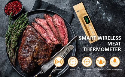 JX368 Smart wireless meat thermometer with ceramic handle 500 degrees Celsius high temperature resistance repeater integration